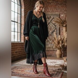 NWT Tabitha Simmons Victorian Style Leather Lace-Up Booties in Wine Sz 7